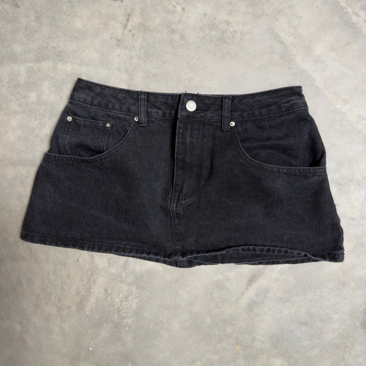 Denim Mini Skirt Womens S Black Streetwear Grunge Y2K Edgy Alt Solid
