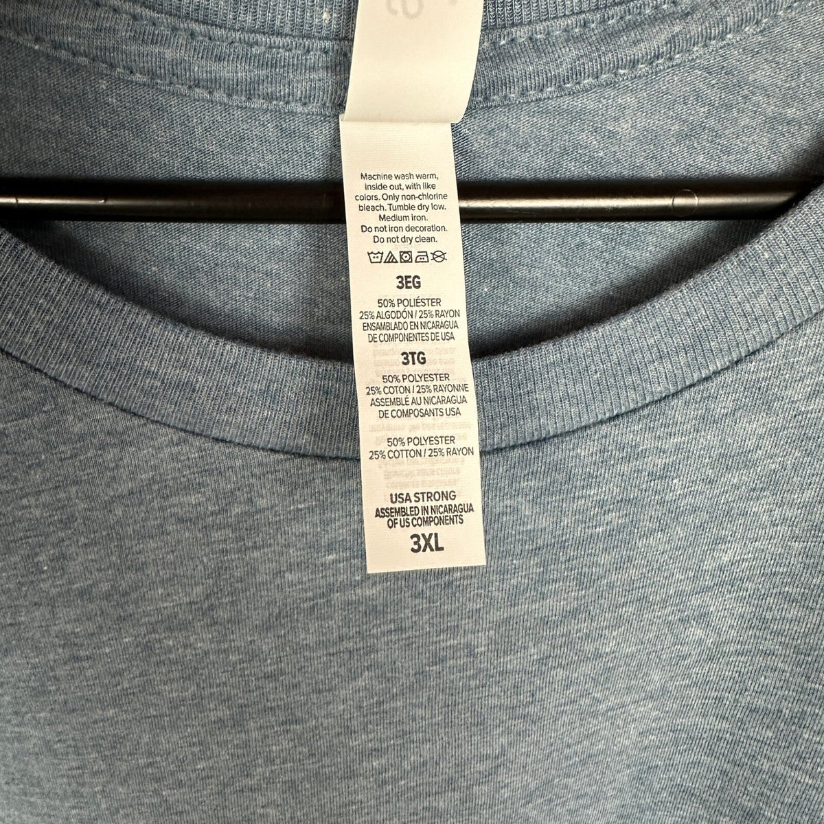 NWT Bella Canvas T-Shirt Lot of 3 Mens 3XL Blue Denim Heathered Streetwear Basic