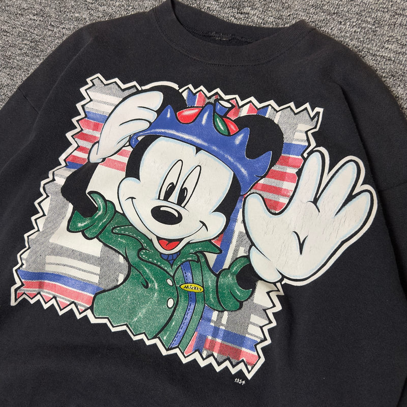 Mickey Mouse Graphic Crewneck Sweatshirt Black Streetwear