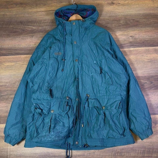 Vintage Columbia Sportswear Hooded Jacket Men's L Teal Fleece Lined 90s