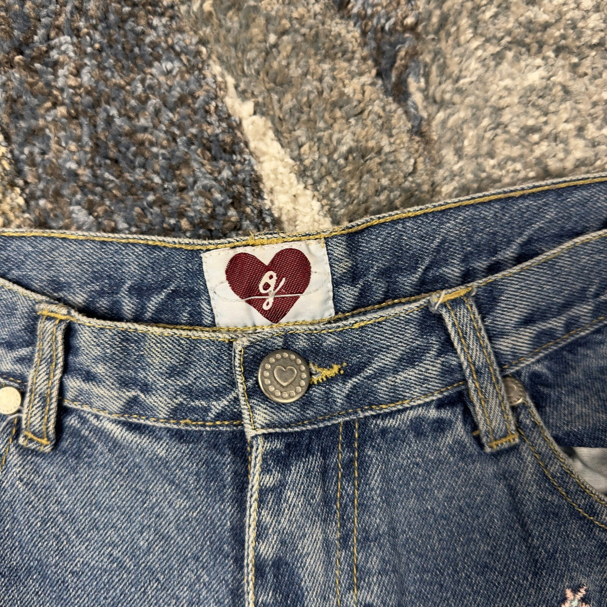 Vintage Floral Embroidered Bootcut Jeans Womens 27x31 Boho