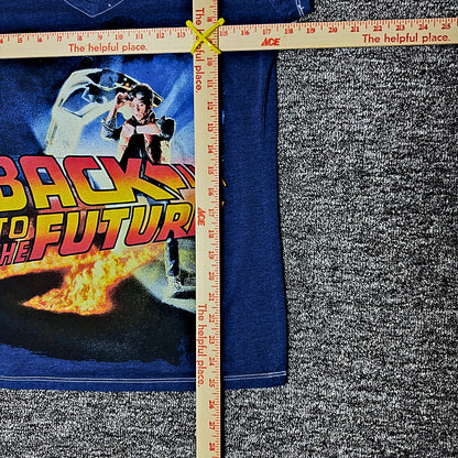 Back to the Future Tee Womens L Blue V-Neck Graphic