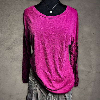 PINK Victoria's Secret Long Sleeve Tee Womens M Magenta Boho