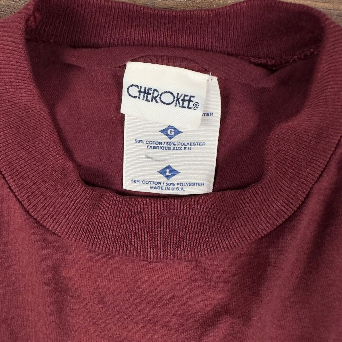 Vintage Cherokee Maroon Embroidered Logo T-Shirt Mens L 90s