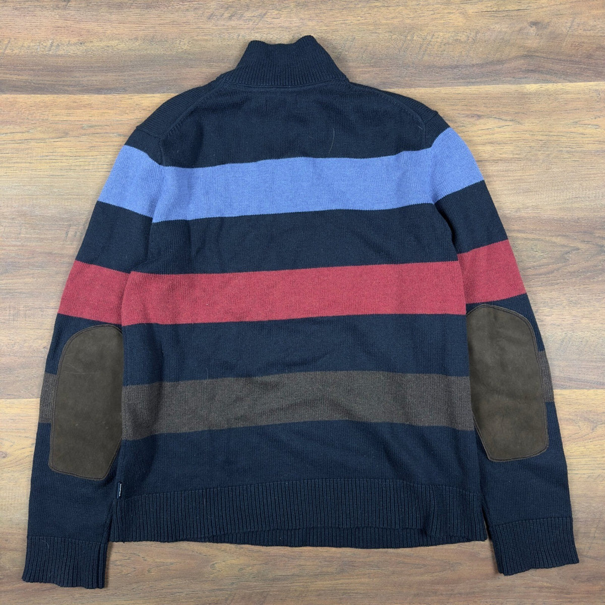 Nautica Striped Quarter Zip Sweater Mens M Navy Blue Red