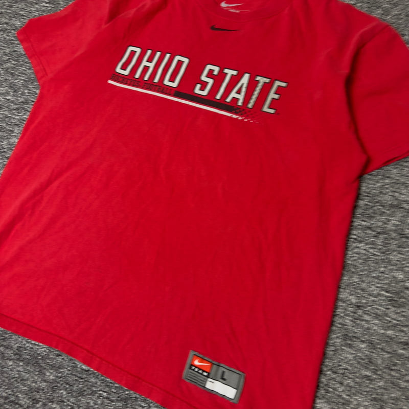 Nike Ohio State Buckeyes Football Tee Mens L Red Collegiate