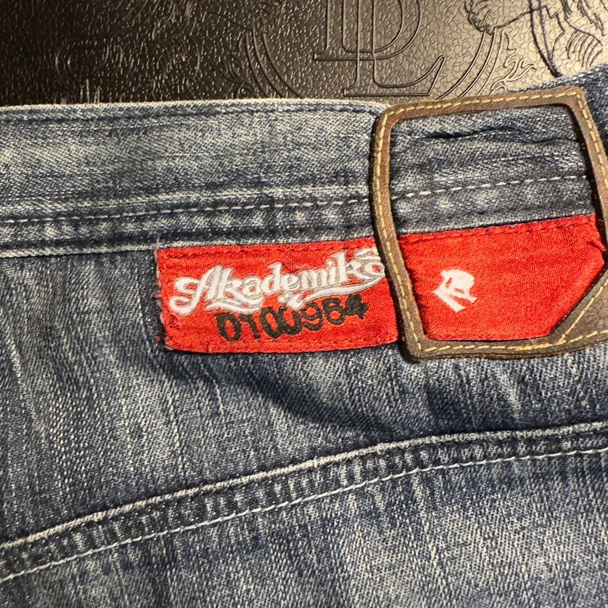 Vintage Akademiks Baggy Jeans Mens 38 Blue Y2K Hip Hop Embroidered Logo