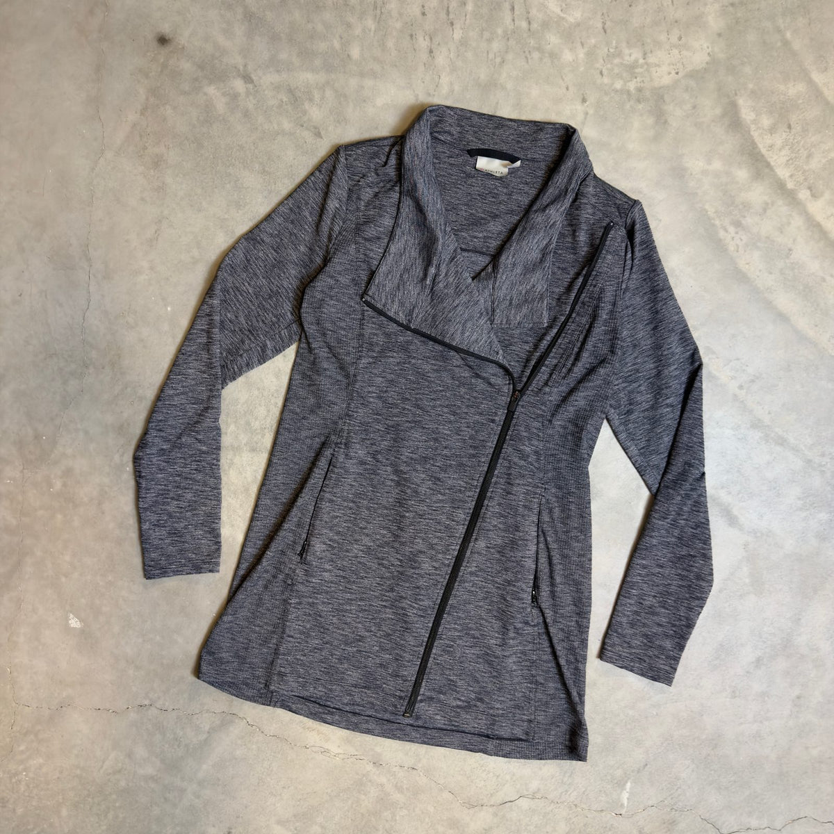 Athleta Asymmetric Zip Jacket Womens M Gray Funnel Neck