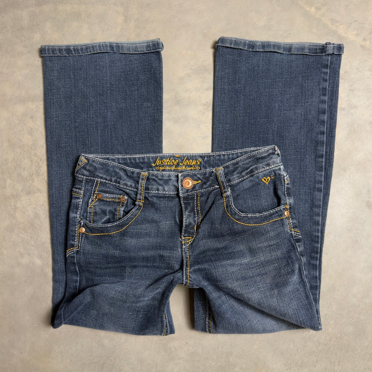 Justice Jeans Bootcut Denim Pants Girl 10.5 Slim Blue Y2K