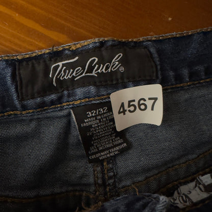 True Luck Mens Jeans 32x32 Dark Wash Western Straight Y2K