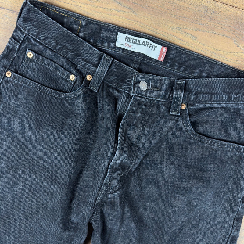 Vintage Y2K Levis 505 Jeans Mens 33x32 Black Straight Baggy