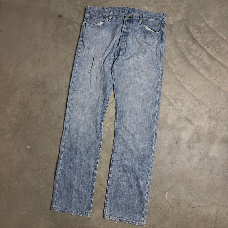 Levi's 501 Original Fit Jeans Mens 36x36 Light Wash Blue Baggy Denim Streetwear