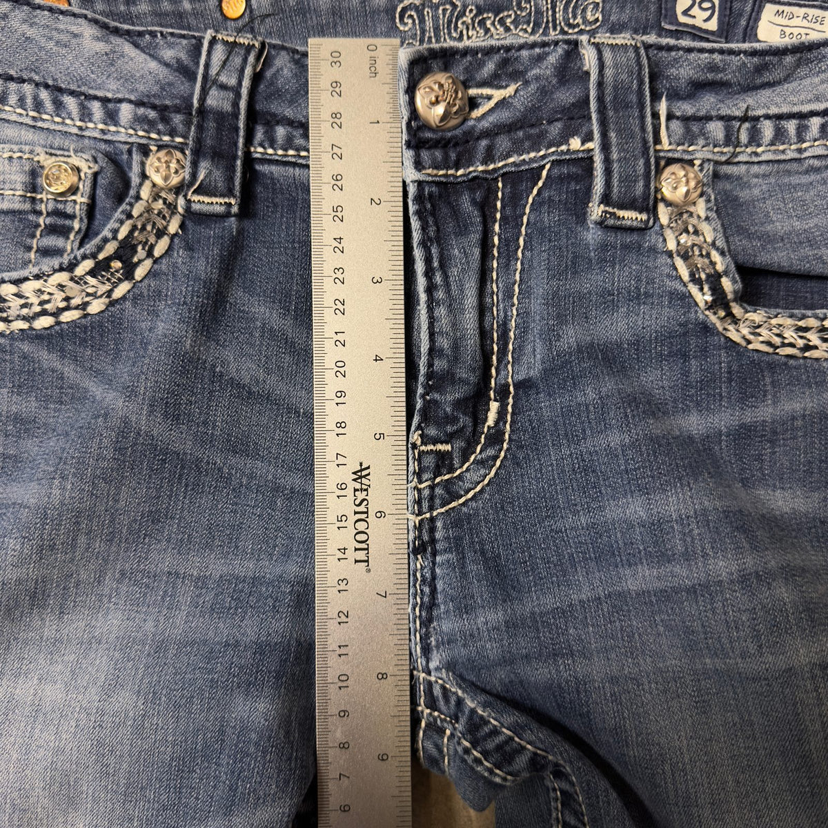Miss Me Bootcut Jeans Womens 29x31 Mid Rise Dark Wash
