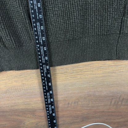 Rainforest Quarter Zip Sweater Mens L Olive Green Ribbed