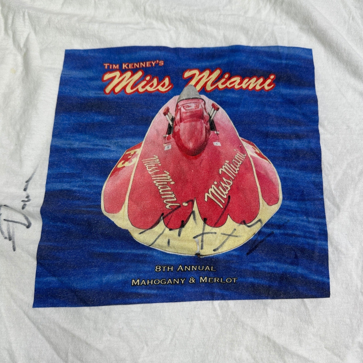 Tim Kenney's Miss Miami Hydroplane Boat Signed Vintage Tee