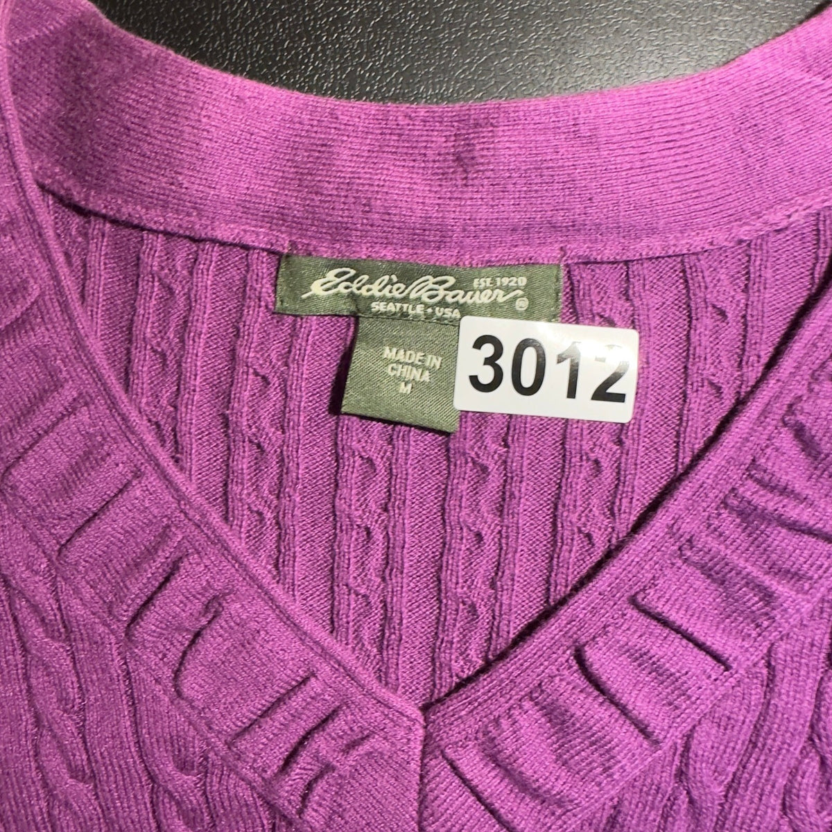 Vintage Eddie Bauer Cable Knit V-Neck Sweater Women Medium
