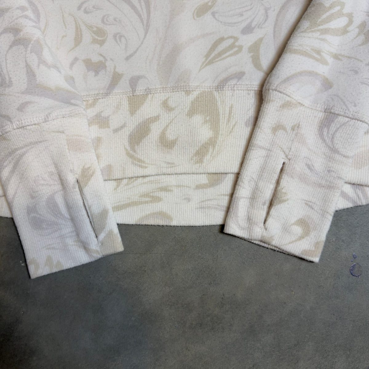 Athleta Marbled Print Pullover Sweatshirt Womens XXS Cream