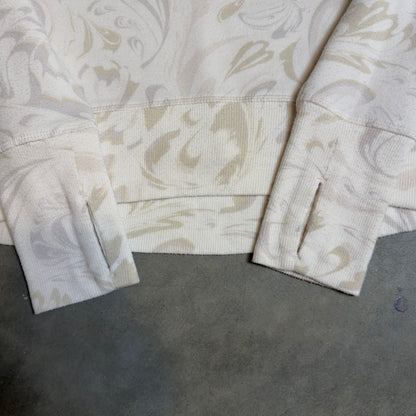 Athleta Marbled Print Pullover Sweatshirt Womens XXS Cream