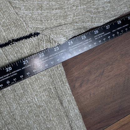 Vintage Ribbed Chenille Sweater Tan Beige Black Striped Y2K
