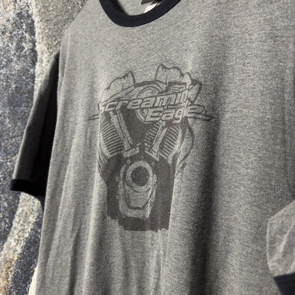 Harley Davidson Screamin Eagle Ringer Tee Mens XL Gray Black