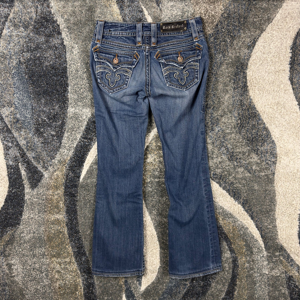 Rock Revival Deborah Bootcut Jeans Womens 28 Blue Low Rise