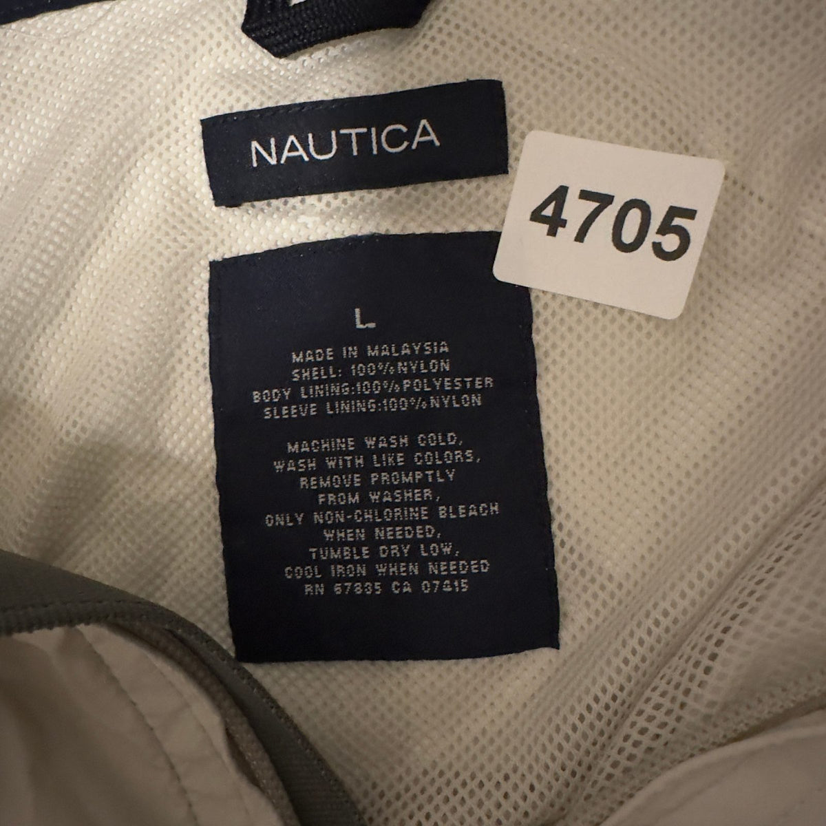 Nautica Windbreaker Jacket Mens L Cream Olive Color Block
