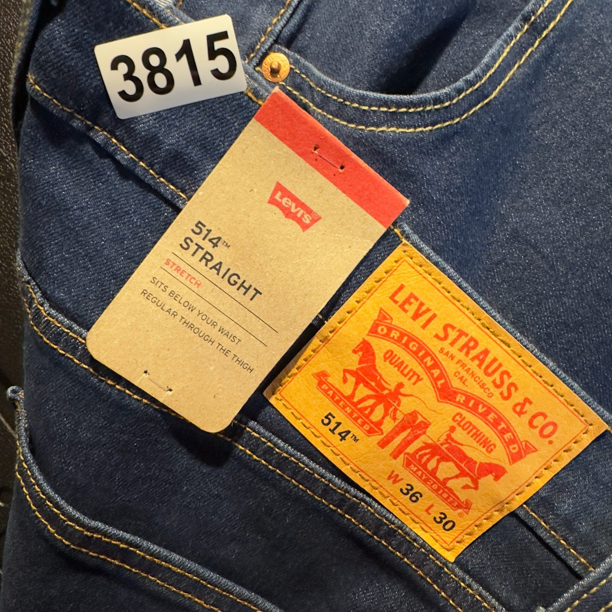NWT Levi's 514 Straight Stretch Jeans Mens 36x30 Indigo