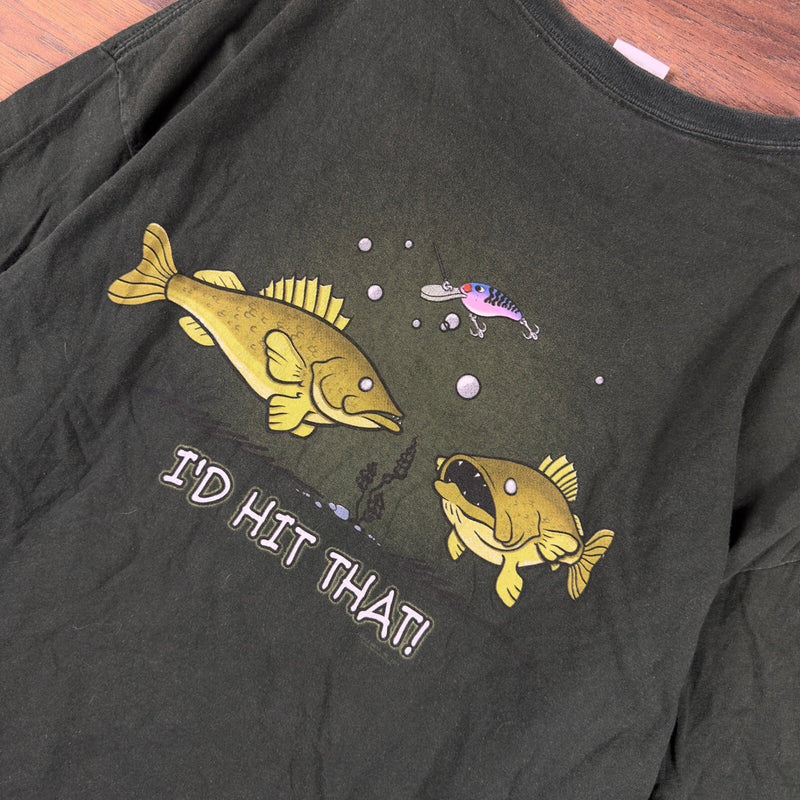 Buck Wear Id Hit That Fishing T-Shirt Mens 2XL Forest Green
