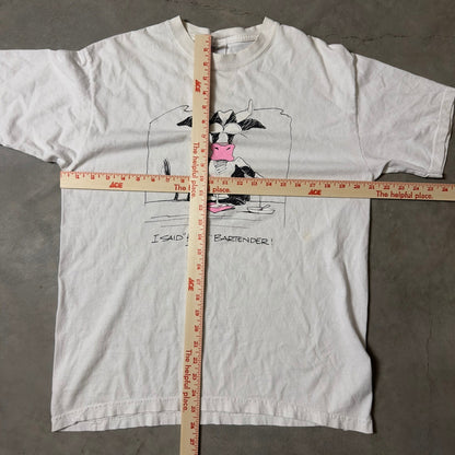 Vintage Anvil Cow Bartender Graphic Tee Mens L