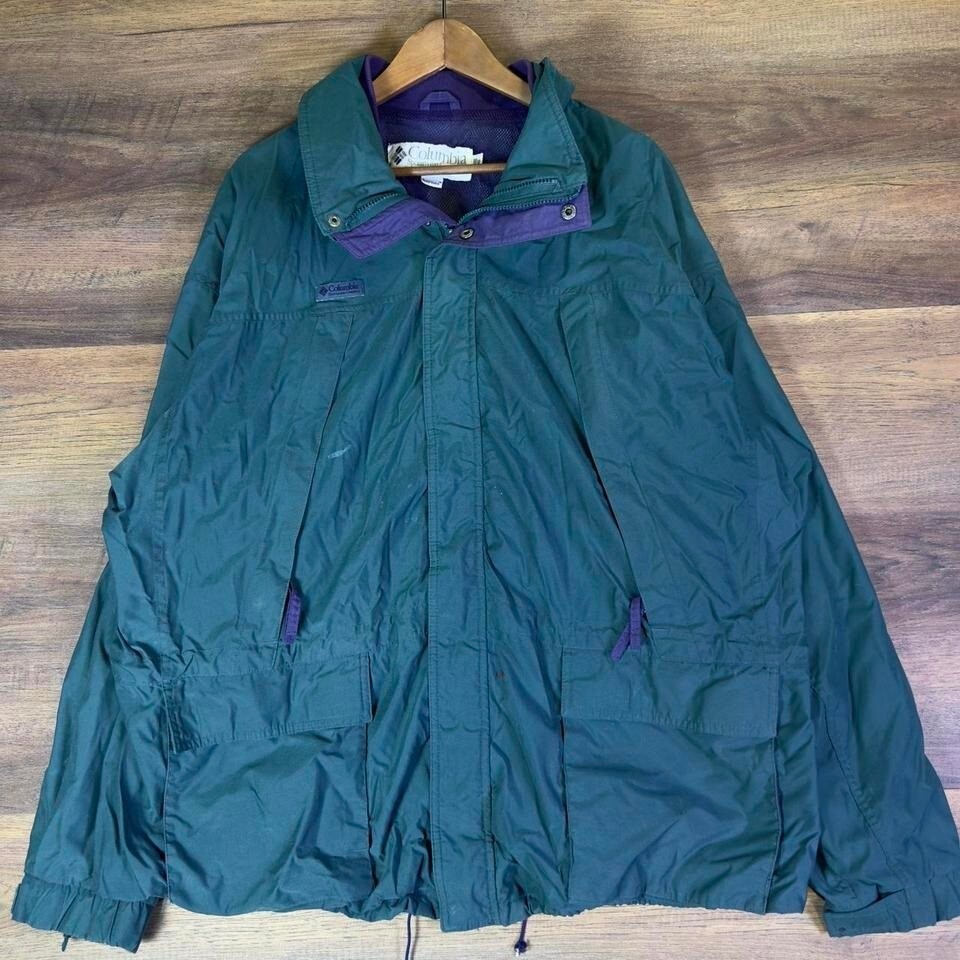 Vintage Columbia Jacket Womens XL Green Purple Radial Sleeve