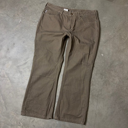 Carhartt Womens Canvas Pants 14x28 Khaki Bootcut Workwear