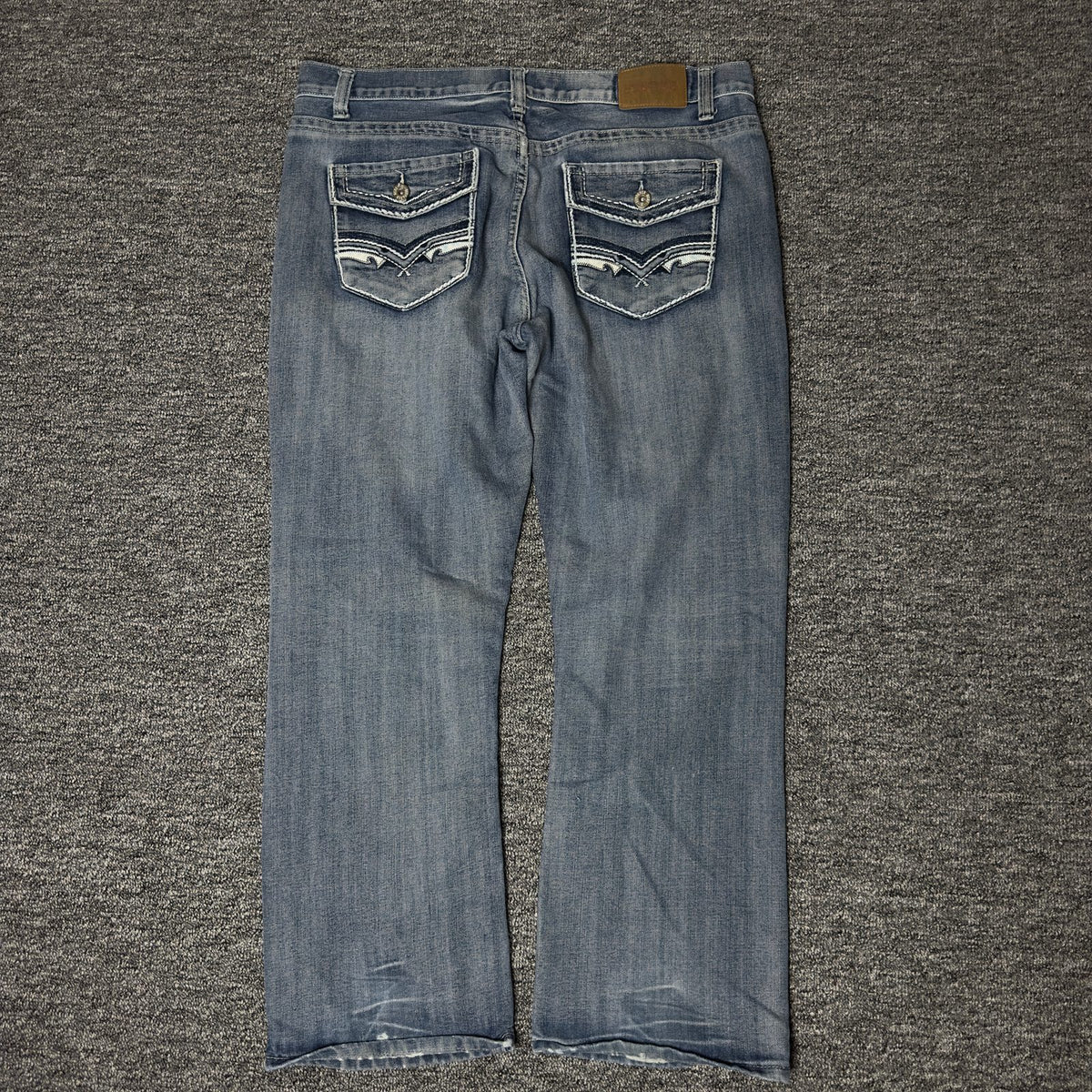 Mens Bootcut Jeans 38x30 Light Wash Western Flap Pocket Y2K