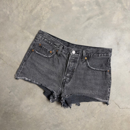 Levi's 501 Denim Cut Off Shorts Womens 28 Black Faded