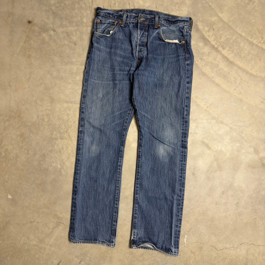 Levi's 501 Original Fit Jeans Mens 34x32 Blue Straight Leg Heritage Baggy