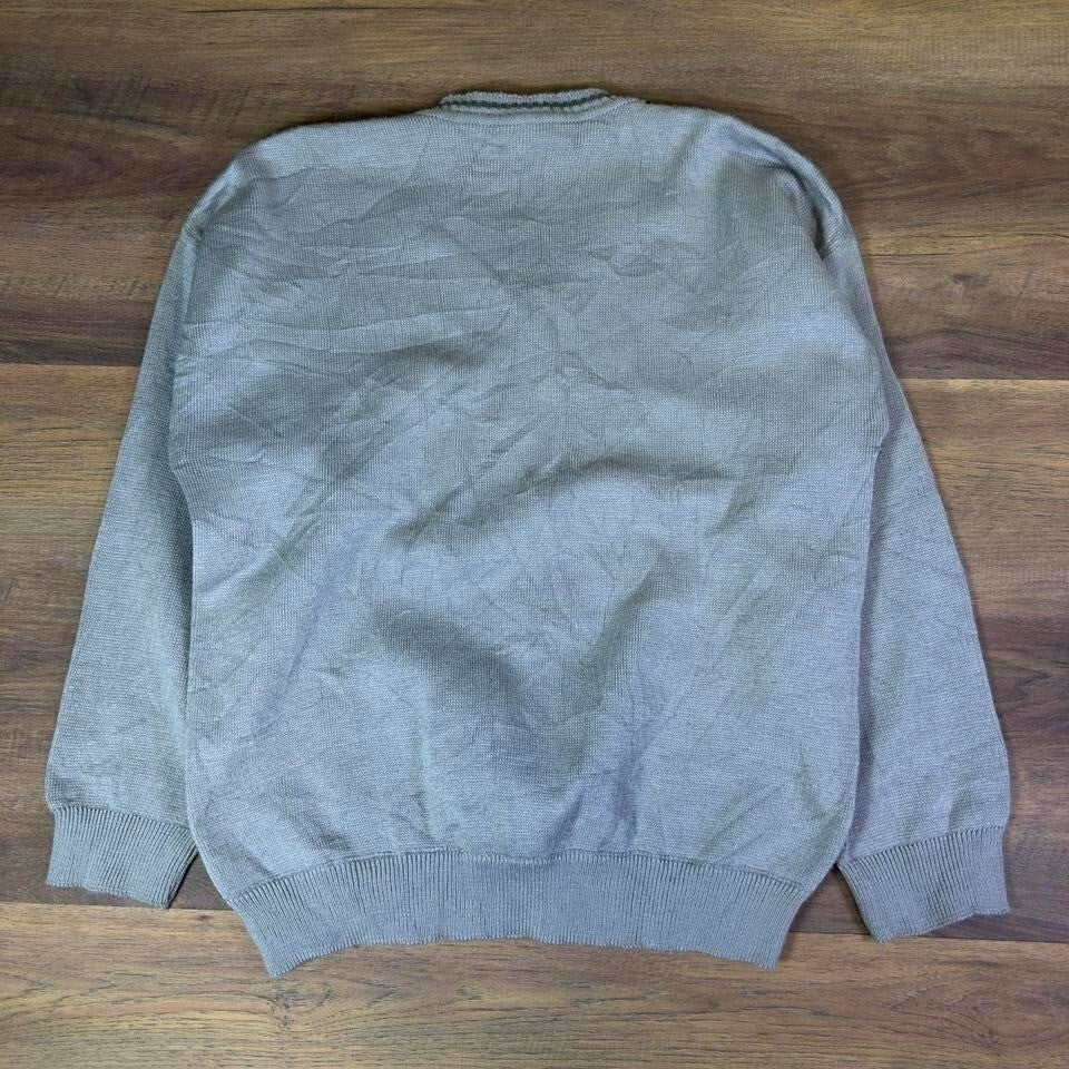 Vintage Mijanta Argyle V-Neck Sweater Mens XL Gray Green