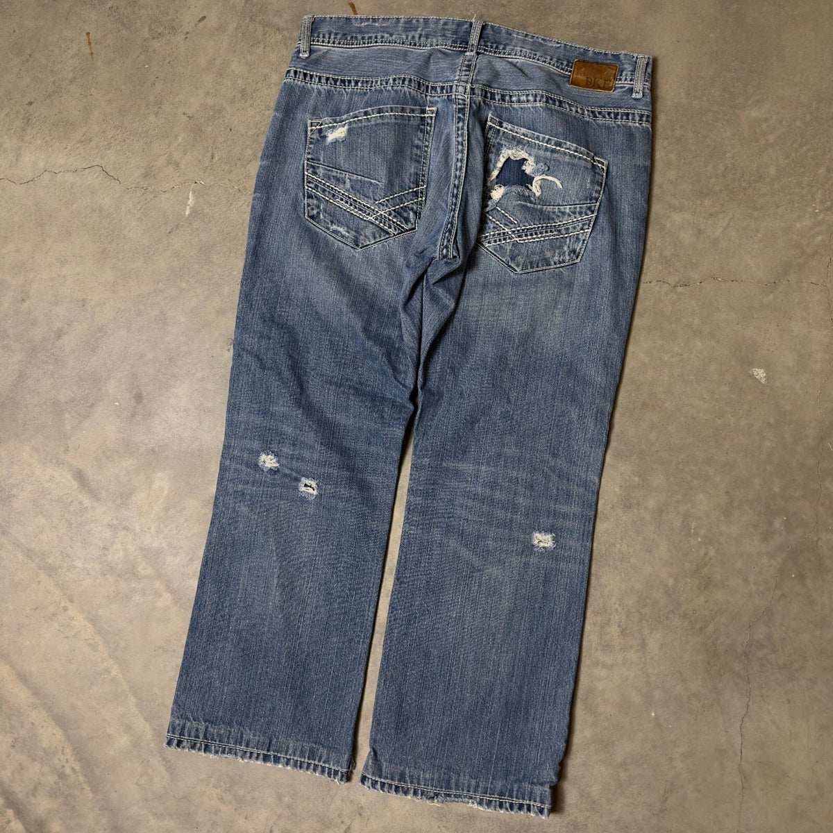 BKE Carter Distressed Jeans Mens 36x32 Blue Y2K Baggy Streetwear Grunge