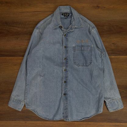 Vintage Three Rivers Mens M Denim Button Down Shirt Y2K