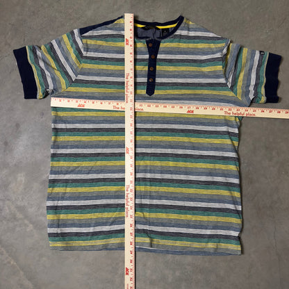 Vintage Y2K Sean John Tailored Fit Striped Henley Mens XL