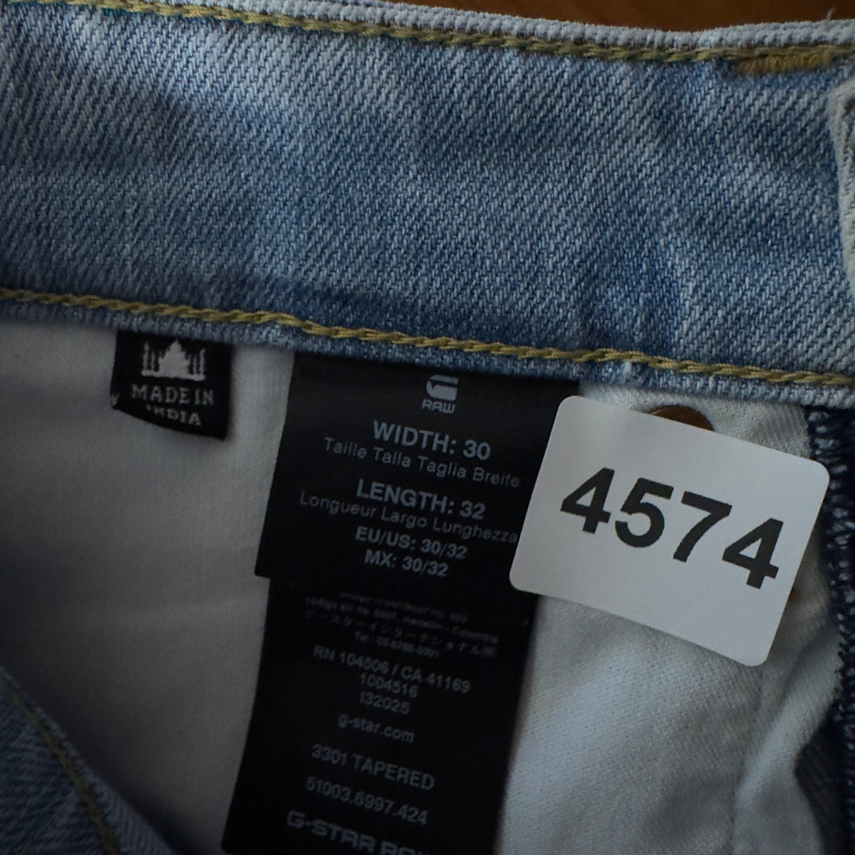 G-Star Raw 3301 Tapered Jeans Mens 30x32 Light Wash Skater
