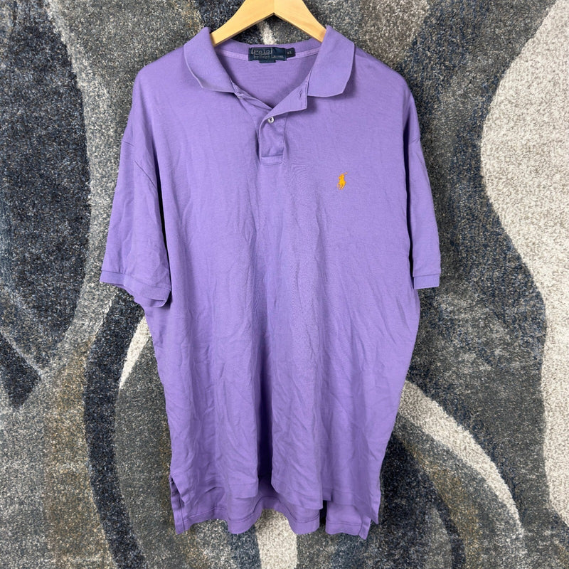 Polo Ralph Lauren Mesh Polo Shirt Mens XL Purple Orange Pony