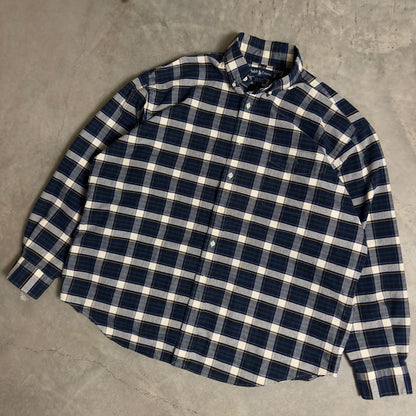 Ralph Lauren Big Shirt Mens L Navy Plaid Cotton