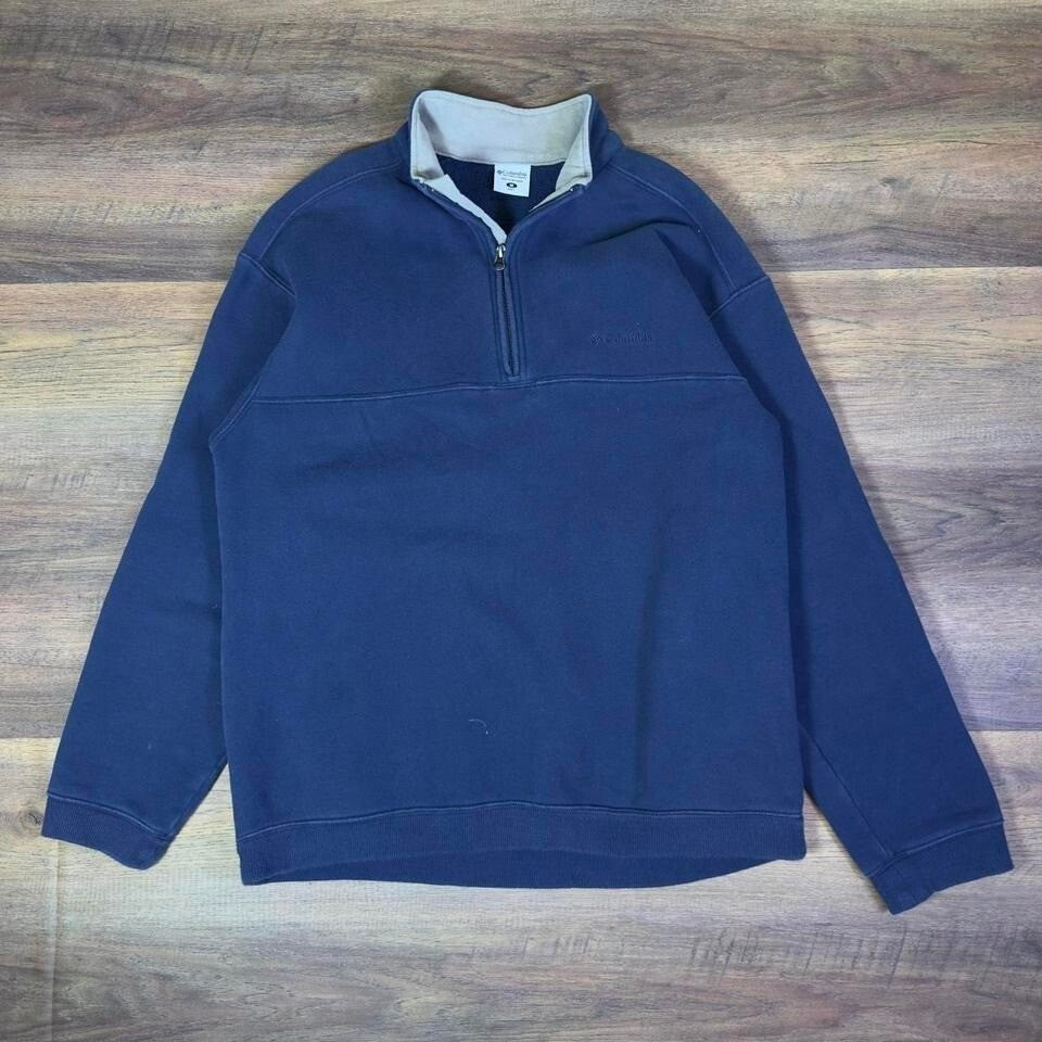 Columbia Quarter Zip Sweatshirt Mens M Navy