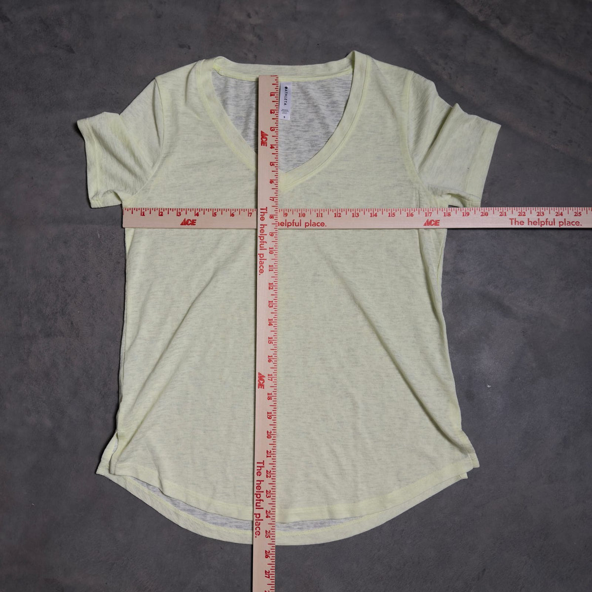 Athleta V-Neck Slub Tee Womens S Pale Yellow Short Sleeve