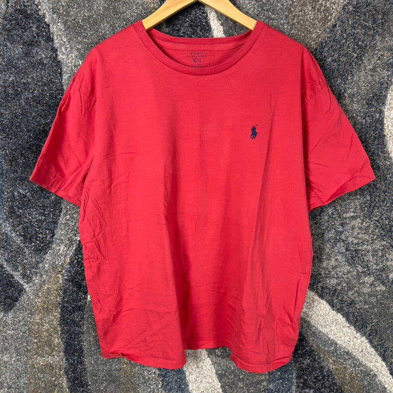 Polo Ralph Lauren T-Shirt Mens XL Red Crew Neck Navy Pony