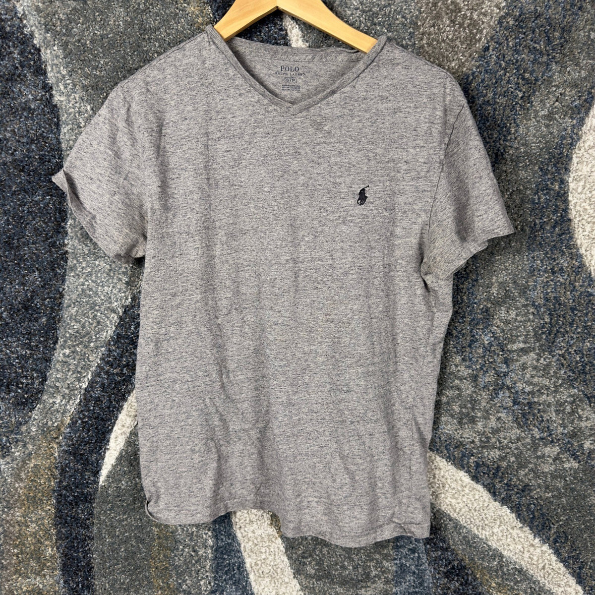 Polo Ralph Lauren V-Neck T-Shirt Mens S Heather Grey Pony