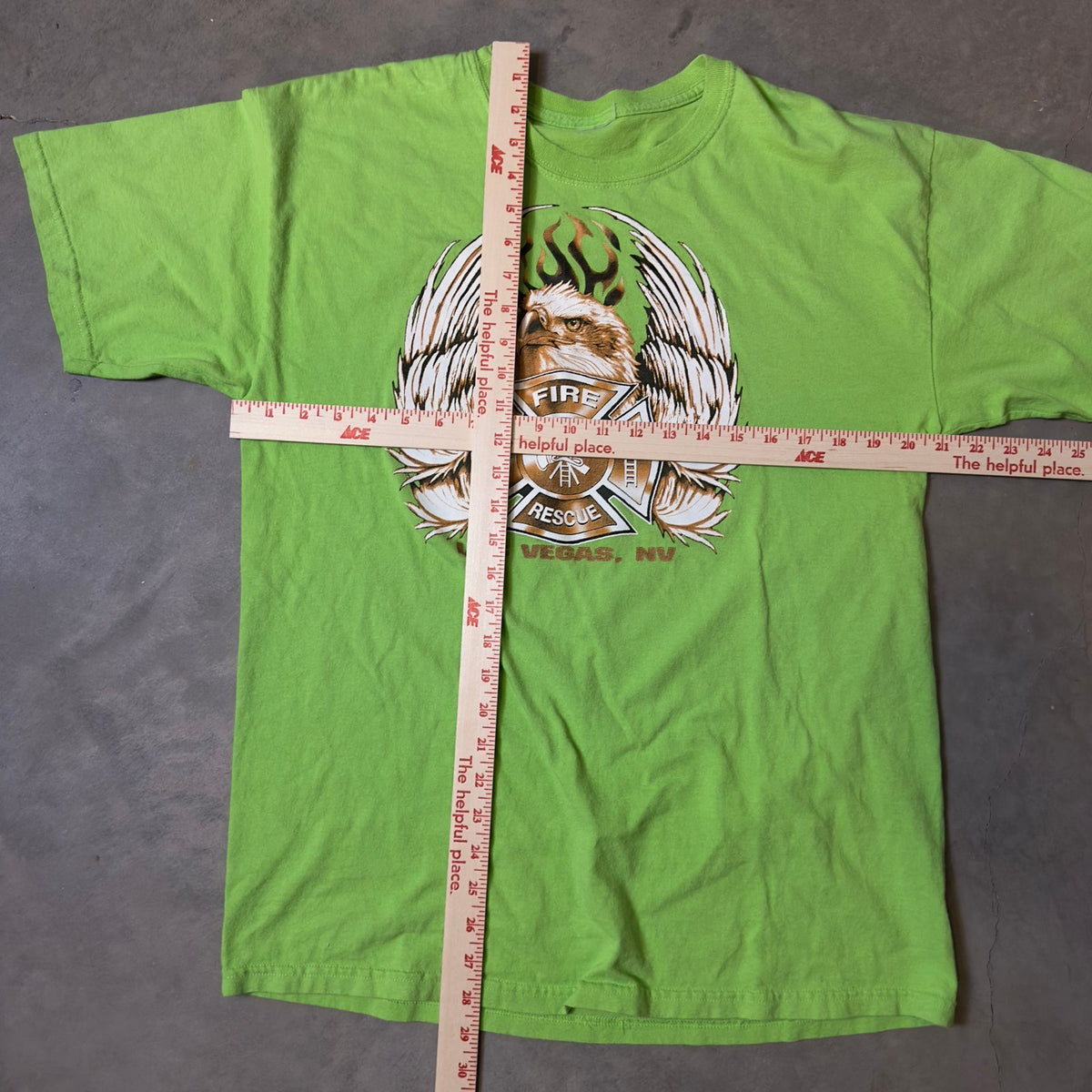 Fire Rescue Las Vegas NV Eagle Graphic Tee Mens Green