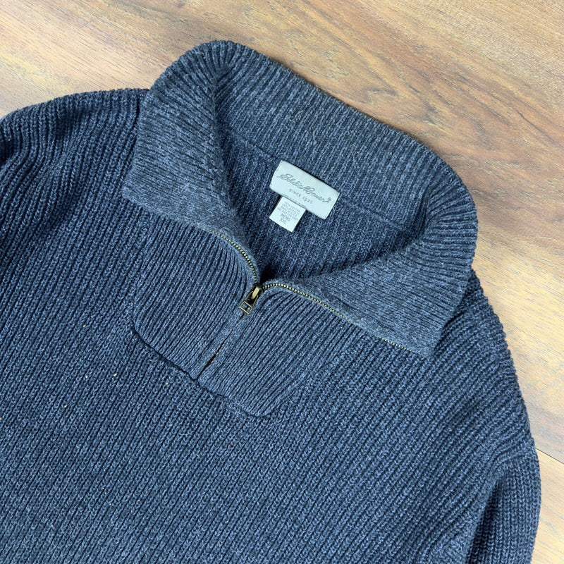Eddie Bauer Quarter Zip Knit Sweater Mens XXL Navy Blue USA