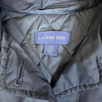 Lands End Coat Womens M Black Insulated Long Winter Jacket Parka
