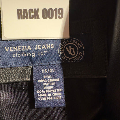 Vintage Venezia Jeans Leather Trench Coat Womens 26/28 Black Goth Matrix Y2K 90s