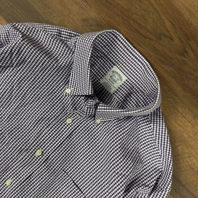 Brooks Brothers Regent Dress Shirt 16.5 34 Purple Gingham